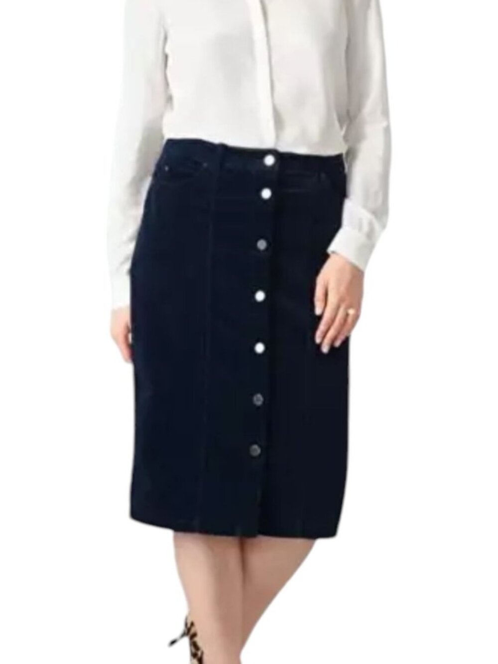 Pure Collection Washed Velvet Buttoned Skirt (Size 4)